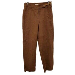 Talbots Brown Ankle Pants 6 Stretch Side Tab Buckle Career Quiet Luxury Capsule